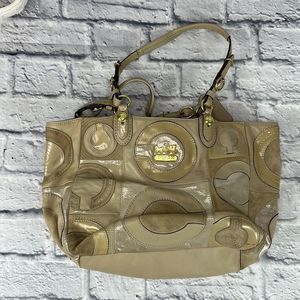 Coach Madison Mia Inlaid C Logo Leather Tote Shoulder Handbag